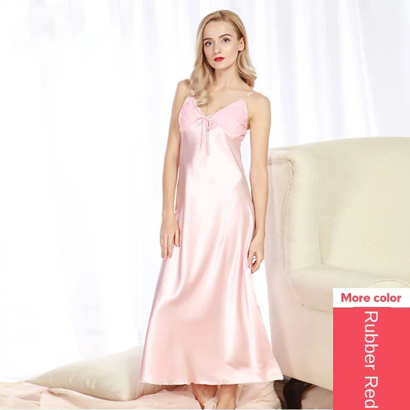 

sexy sleepwear women night dress sexy nightwear Silk Women Back Elastic Sexy Strap Nightgown Female Summer Clothing