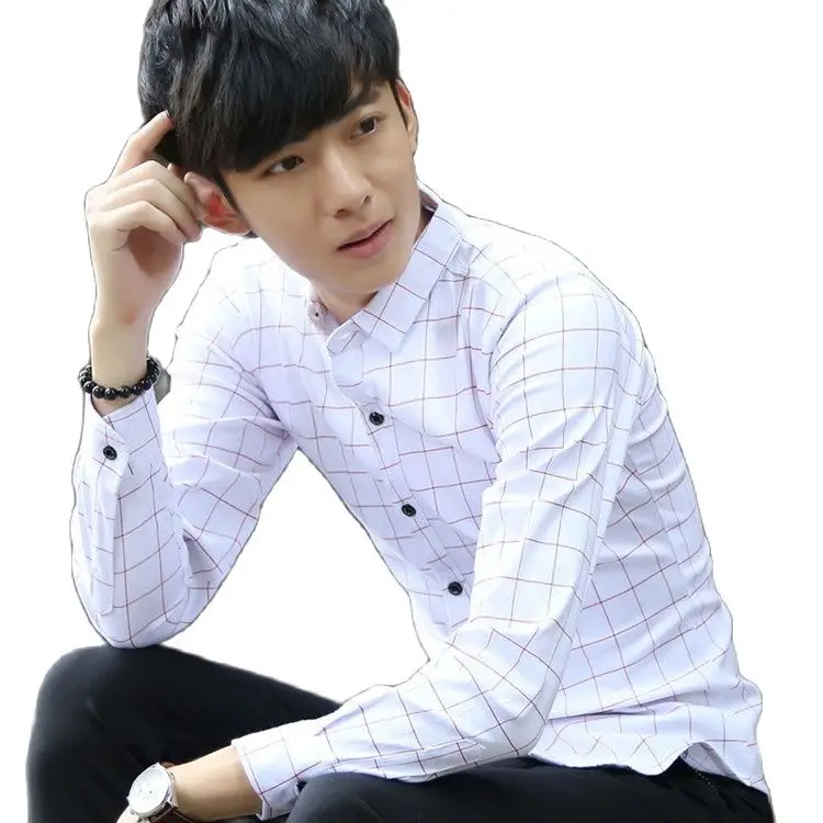 M-3XL free shipping camisa masculina 2015 new fashion striped shirt men long sleeve Slim fit business casual dress plaid shirts | Мужская