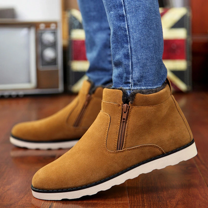 Men Boots Men Winter Shoes Plus Size 37-47 Warm Ankle Botas Hombre For Leather Winter Boots Shoes Men Plush Winter Sneakers Mens - Цвет: Цвет: желтый