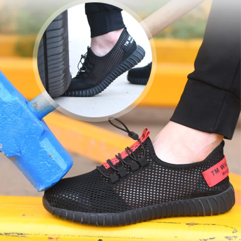 Летняя защитная обувь дышащие рабочие туфли кроссовки мужская неразрушаемая