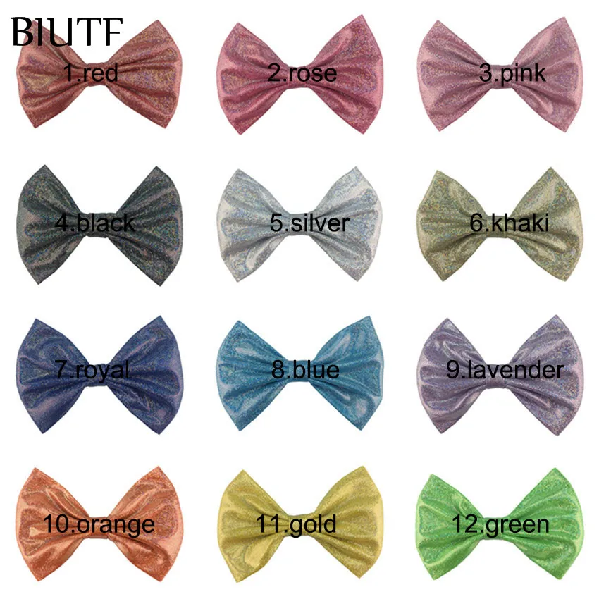 5 шт./лот ''горячее тиснение блестящий бант для волос с зажимом девочек детей