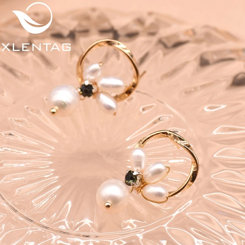 Серьги XlentAg с пресноводным жемчугом женские круглые ювелирные украшения ручной