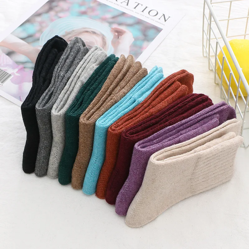 20 Pairs/set Socks Women's Thick Wool Socks Women's Socks Japanese Cotton Solid Color Kawai Women's Socks Set Wholesale