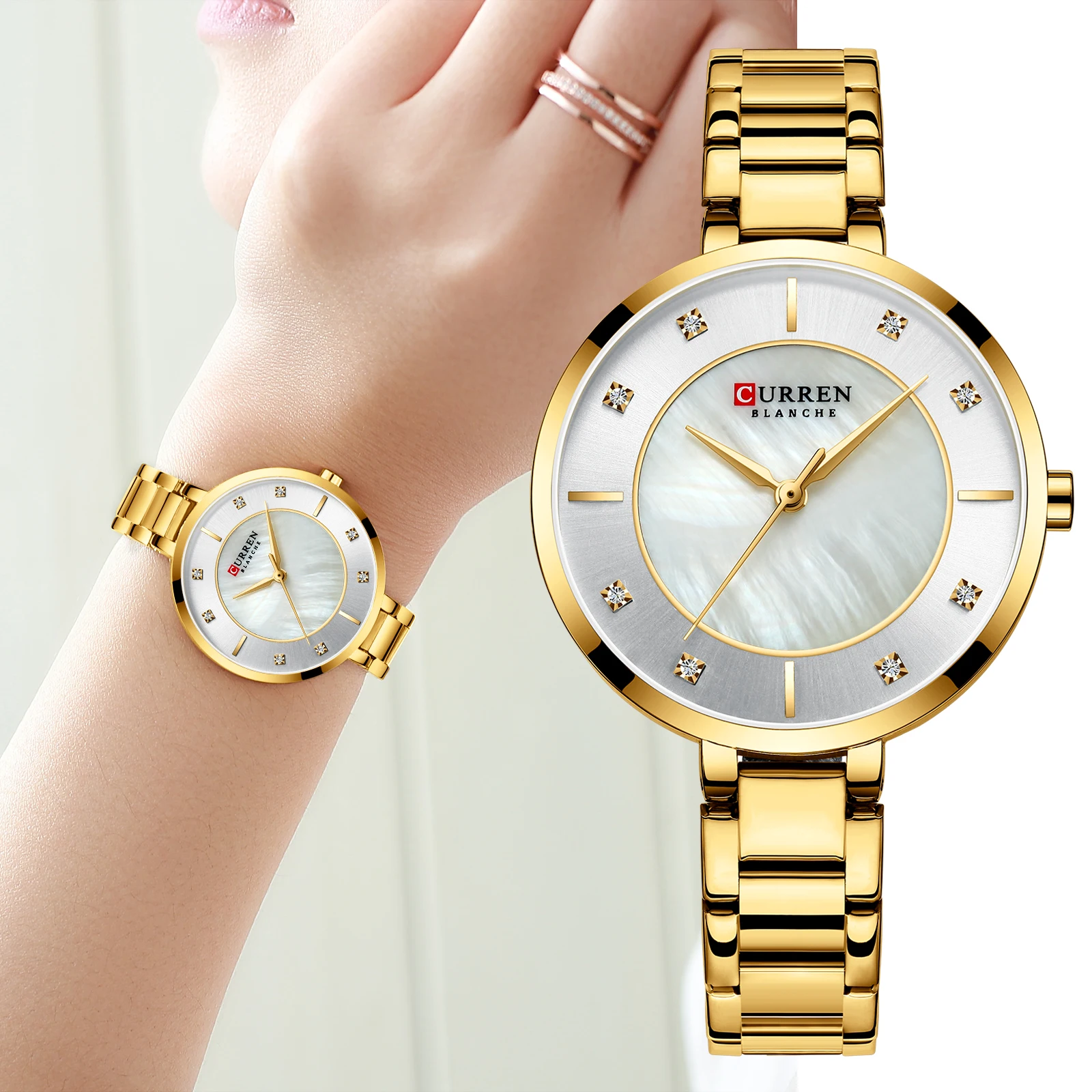 Часы Curren женские кварцевые брендовые Роскошные простые водонепроницаемые