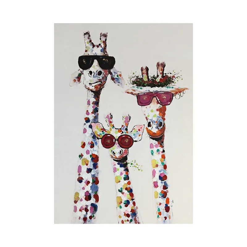 

Graffiti Art Animal Canvas Painting Curious Giraffes Family Poster Prints Decorative Picture Artwork for Kids Room Home Decor