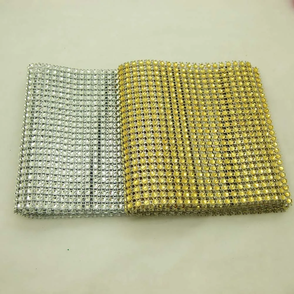 

1PCS Bling Diamond mesh Roll Crystal Rhinestone Diamond Mesh Birthday Wedding Decor Bling Wrap Party Ribbon DIY Crafts 24 rows