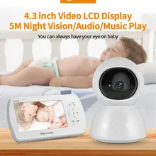 Baby Monitor 4.3 inch High Resolution Infrared Night Vision Wireless Video Baby Sleeping Monitor with Remote Cam Pan-Tilt-Zoom
