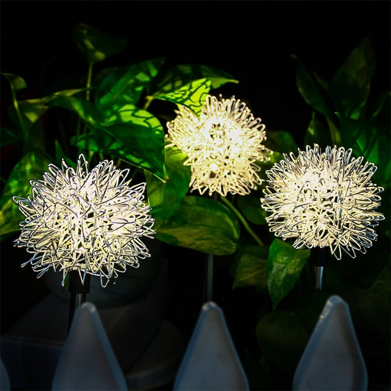 

4 Pack Solar Garden Lights Outdoor LED Dandelion Garden Lights Waterproof Landscape Decorations Color-Changing Lightings