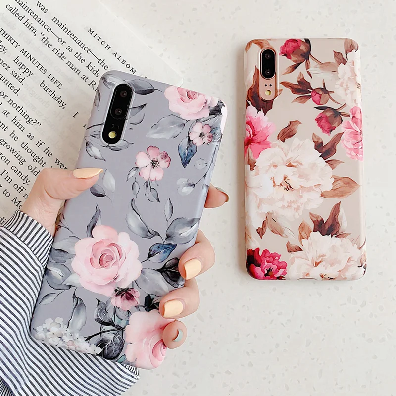 Retro Monstera Leaf Case For Huawei Mate 20 P30 Pro P30Pro P20 Lite P20Pro Soft TPU Cover Fashion Art Painted Rose Flower Fundas |