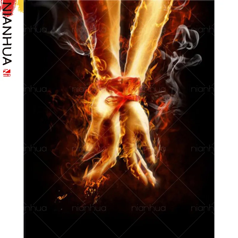 Алмазная живопись рафинированное пламя руки кольцо для огня вышивка роспись