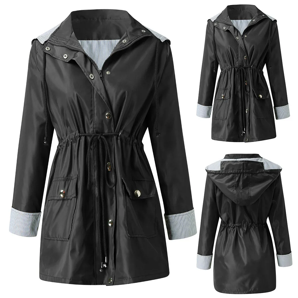 Женская куртка с капюшоном Повседневная водонепроницаемая ветрозащитная