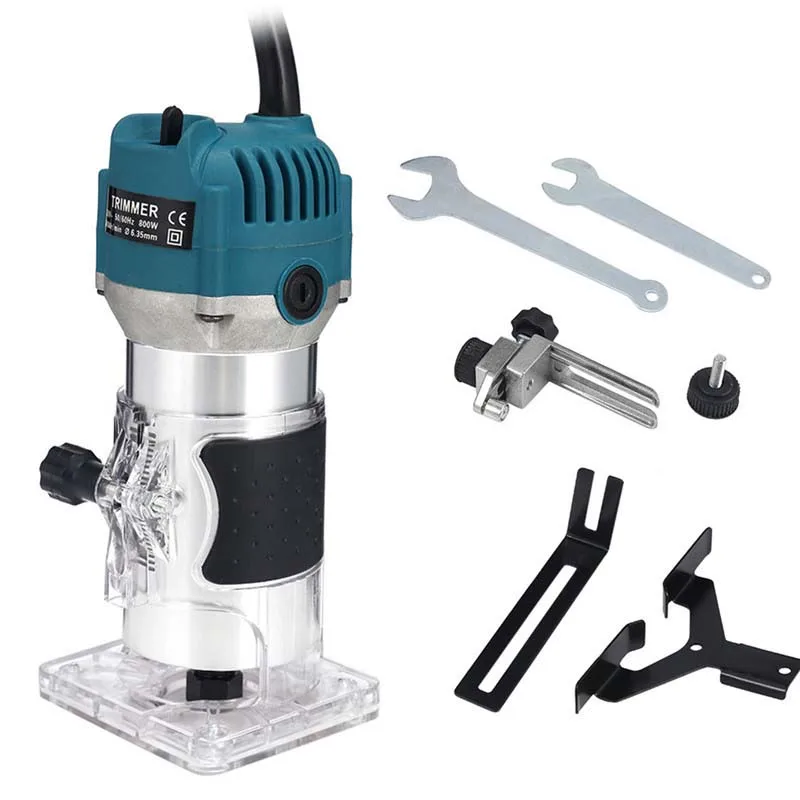 

800W 30000rpm Woodworking Electric Trimmer Wood Milling Engraving Slotting Trimming Machine Hand Carving Machine Wood Router