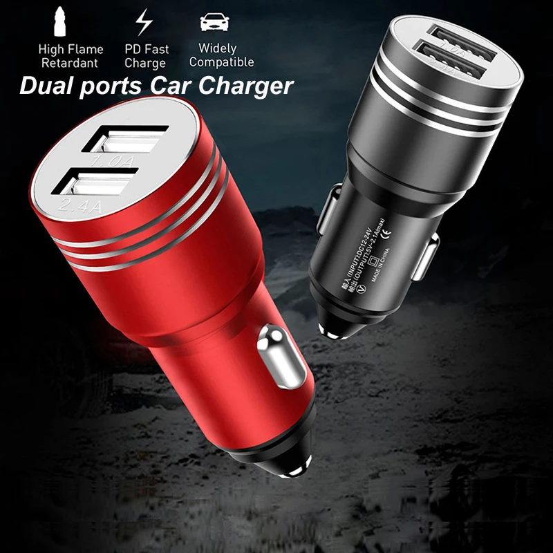 

Double USB Car Charger Safety Hammer Fast Auto Charger Car-charger For IPhone Samsung Xiaomi Mobile Android Phone Tablet