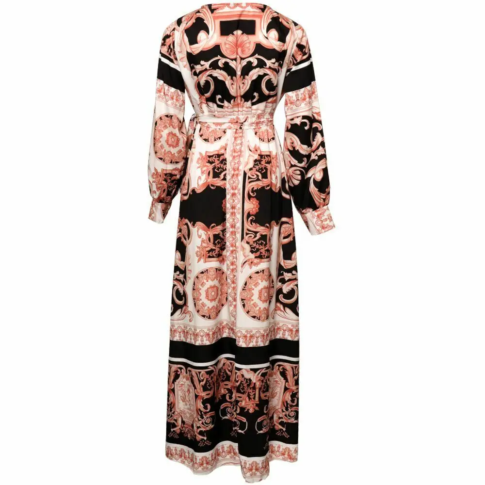 Женская одежда 2019 макси платья для женщин v-образным вырезом с длинным рукавом