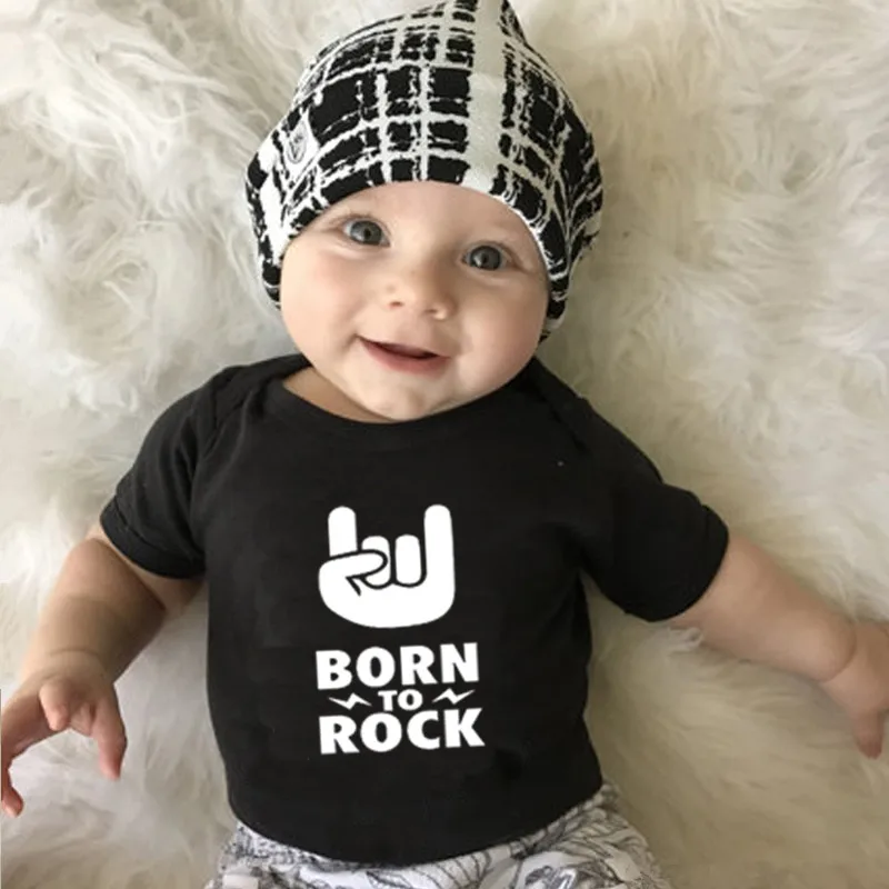 Боди хлопковое с надписью BORN TO ROCK для новорожденных|Боди малышек| |