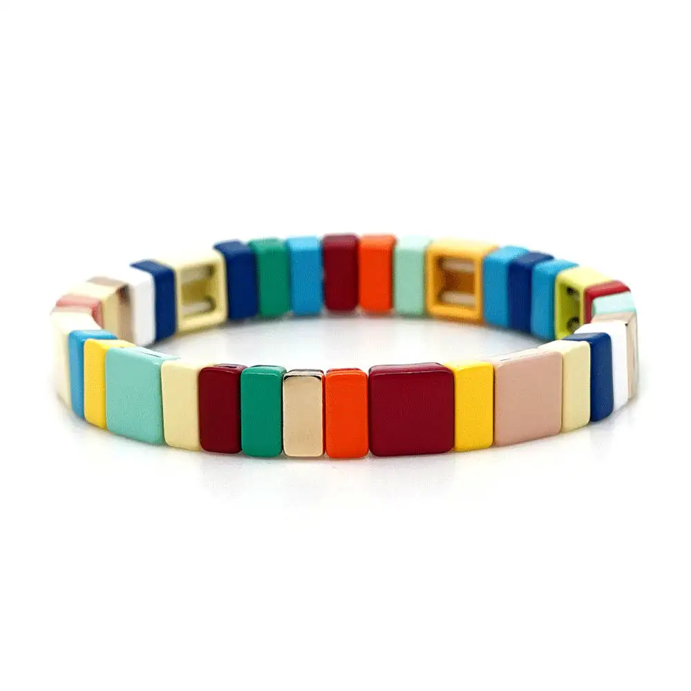 Shinus Pulseras Mujer Moda радужные эмалированные плитки браслеты для женщин браслет богемные красочные Bileklik летние модные ювелирные изделия