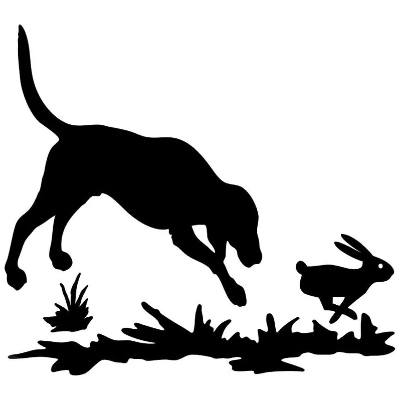 

Interesting Cartoon Dog Hunting Rabbit Window Motorcycle Stickers Lovely Interesting Decals Accessories Decoration PVC15x14cm
