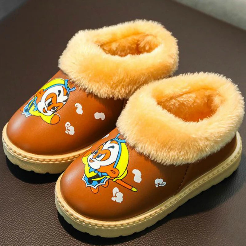 Водонепроницаемая плюшевая обувь теплые хлопковые домашние шлепанцы с рисунком