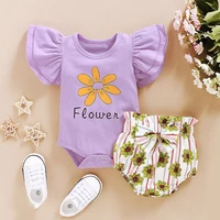 2020 talloly new baby purple sunflower print romper triangle shorts
