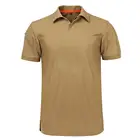 Мужская Летняя тактическая футболка, Повседневная футболка с отложным воротником и короткими рукавами, с повязками на пуговицах, Мужская Однотонная футболка с короткими рукавами