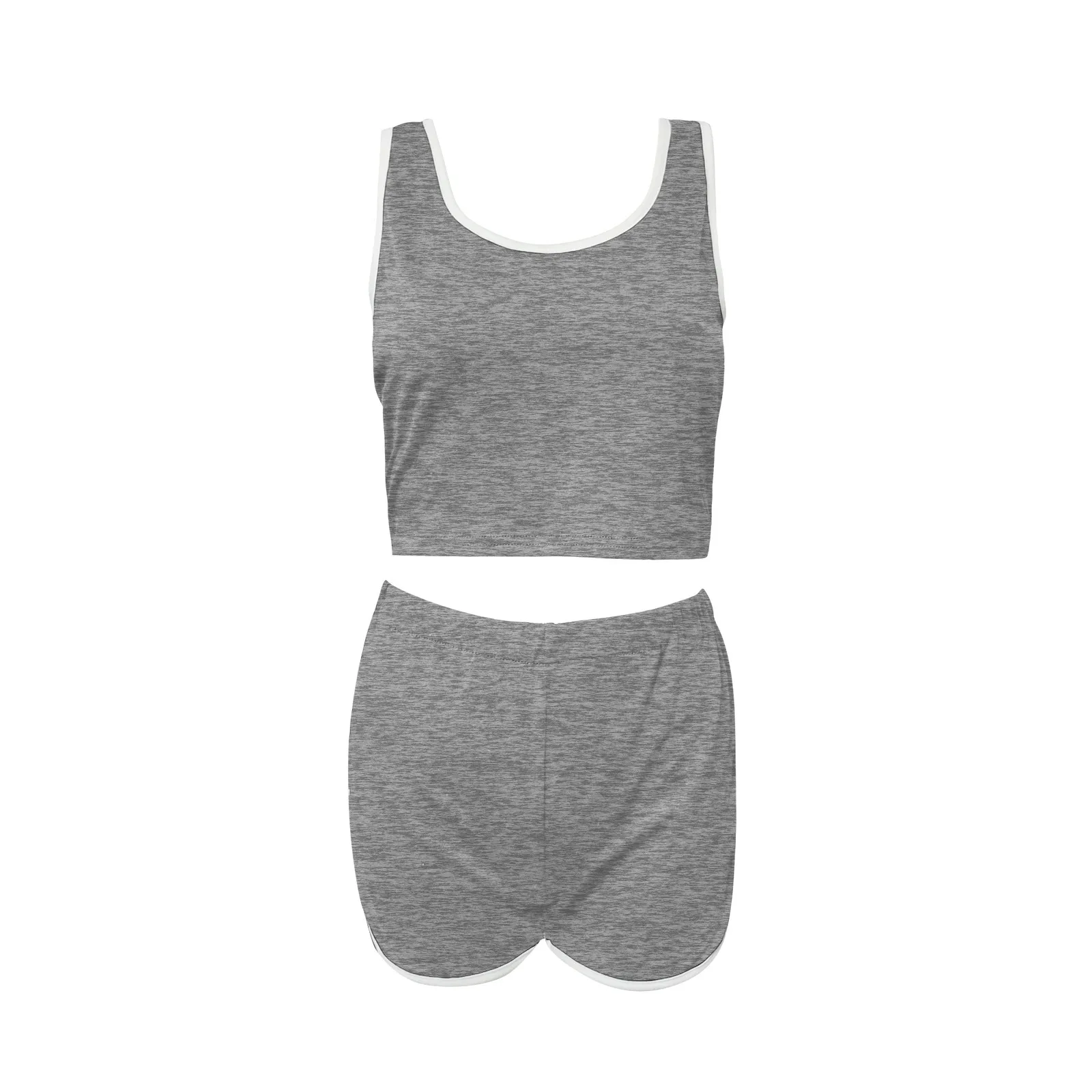 

Women's Casual Soft Cotton Sportswear 2piece Set Women Summer Simple Stretch Slim Crop Top Drawstring Shorts Athleisure Outfits