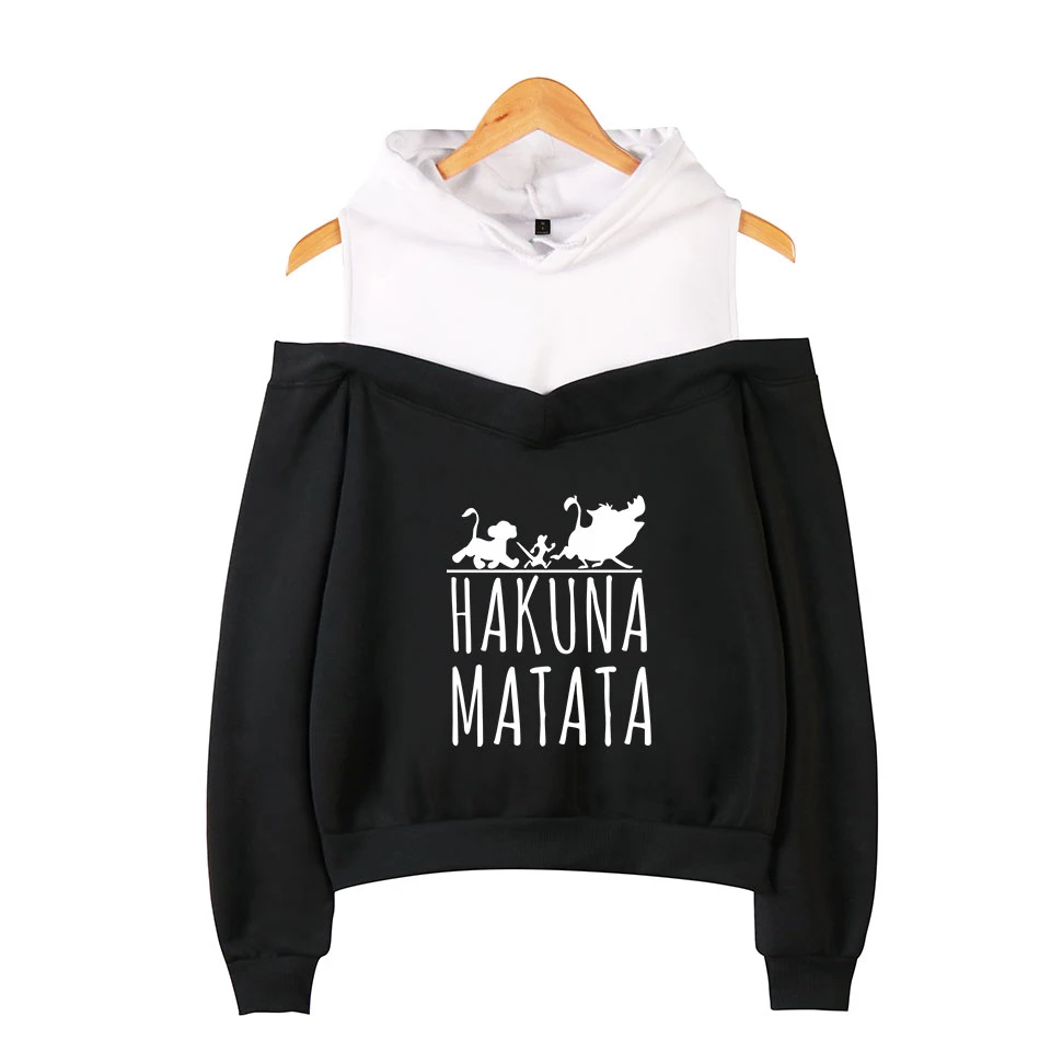Толстовка с капюшоном и открытыми плечами The Lion King Simba Hakuna Matata модная флисовая
