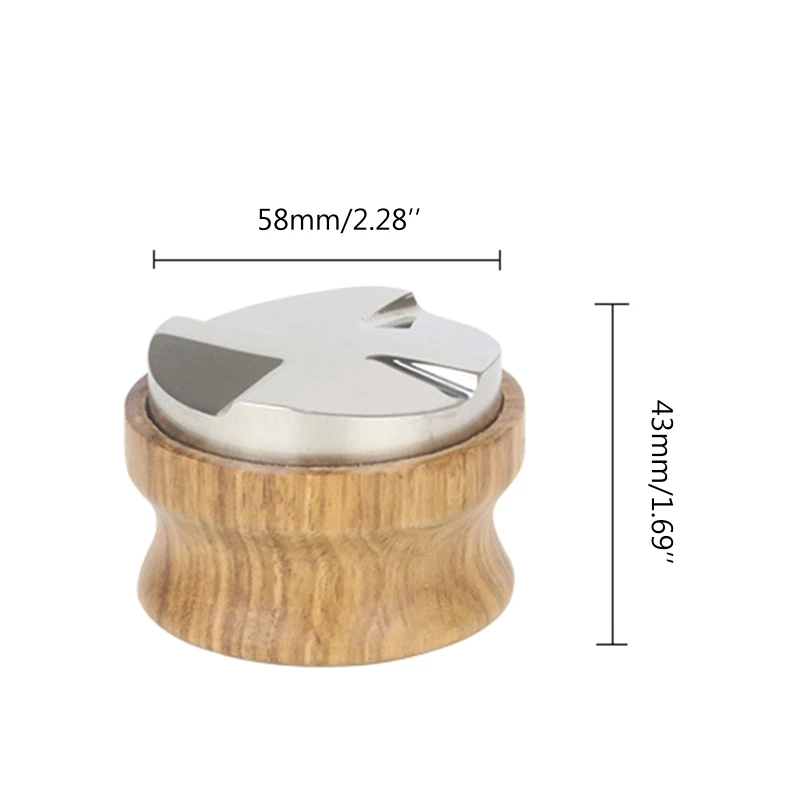 

Wooden Handle Coffee Distributor Espresso Palm Tamper Stainless Steel Coffee Tamper Base 58mm Coffee Powder Press Tools