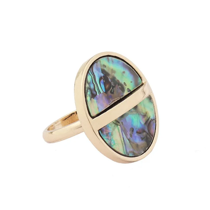 

Светильник из желтого золота с Цвет круглая раковина абалона, кольцо на палец для обручального кольца для вечерние подарок в этническом сти...