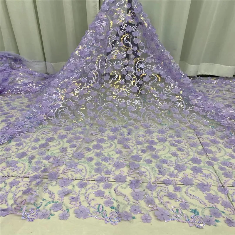 

Фиолетовый гипюр кружева шнур кружева 3D цветок вышивка Африканский шнур кружева с блестками Высокое качество Нигерия кружевная ткань для с...