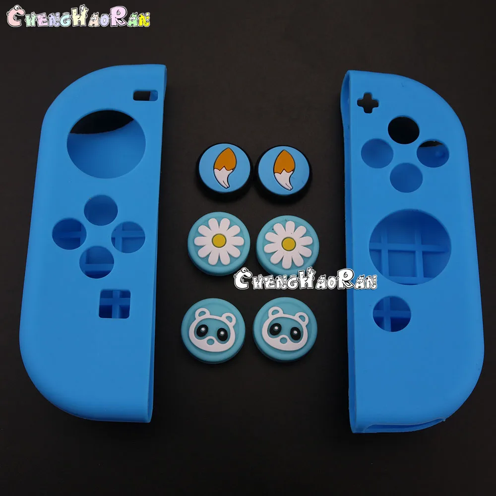 

1Set Anti-Slip Silicone Soft Case + 6pcs grip For Nintend Switch Joy-Con Protective Cover Skin Controller Accessory