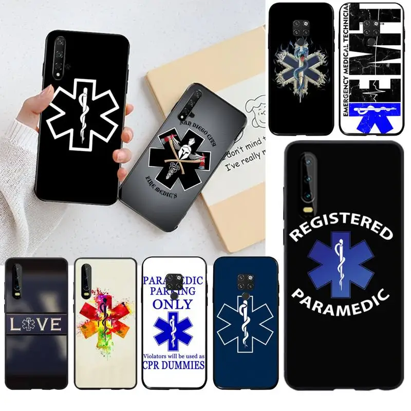 EMT EMS медицинский спасательный значок черный мягкий чехол для телефона Huawei P40 P30 P20