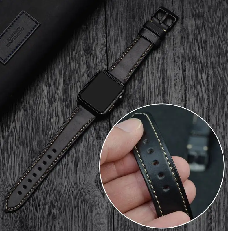 Anbeer ремешки для часов Apple 38 мм 40 42 44 кожаный ремешок iWatch мужской сменный Браслет