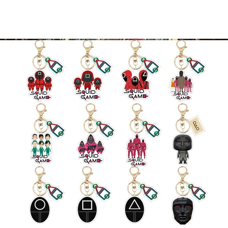 

Squid Keychain Acrylic Backpack Decoration Cartoon Peripheral Pendant Creative Cartoon Car Key Chain Small Gift