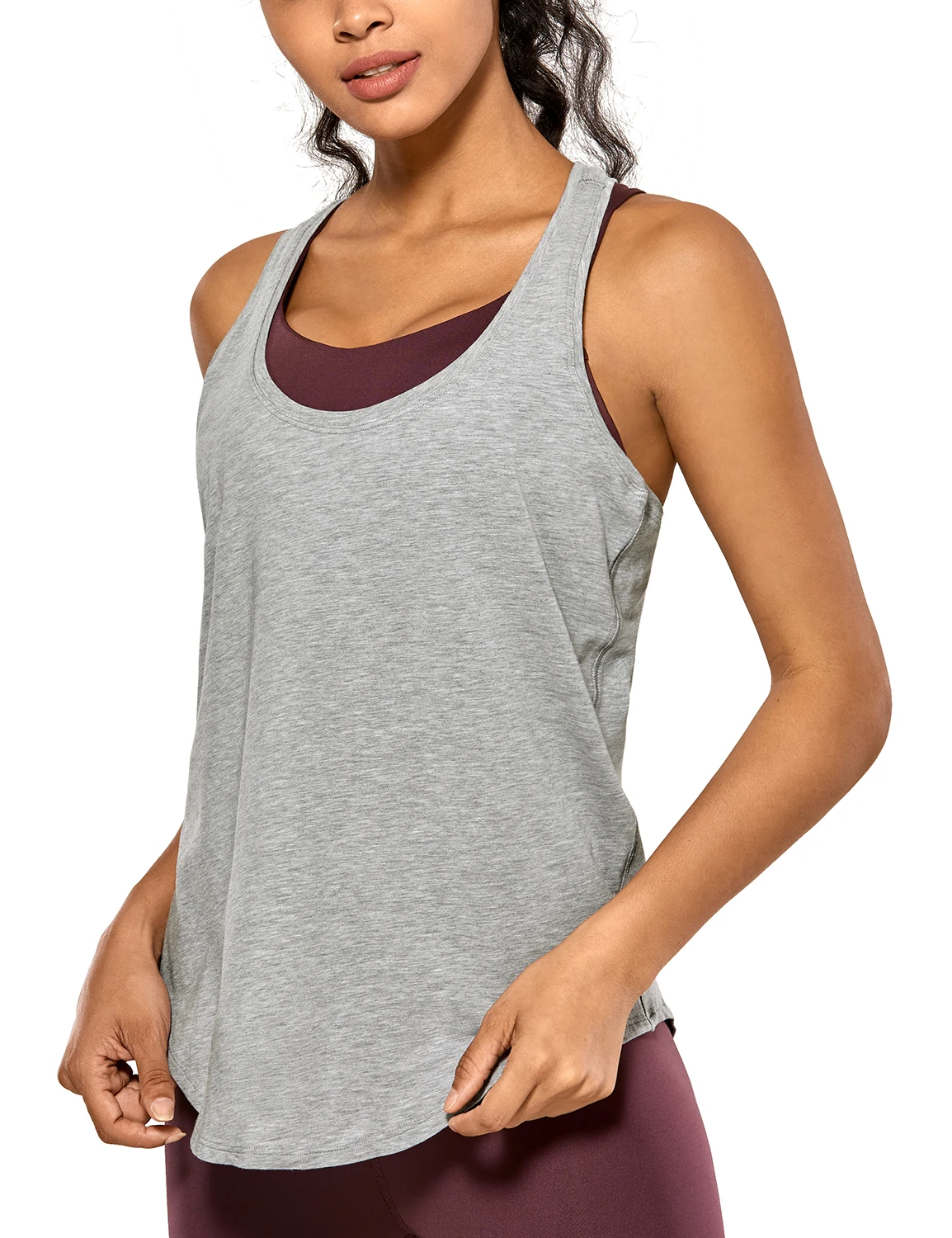 Heathered Grey11 La Isla женские легкие спортивные топы Pima из хлопка-мягкие спортивные майки для йоги - Цвет: Heathered Grey11