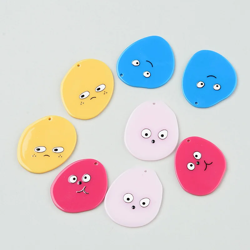 

50PCS/lot Macaron Smiley Face Funny Painting Jewelry Accessories Hand Made Earrings Connectors DIY Pendant Components Charms