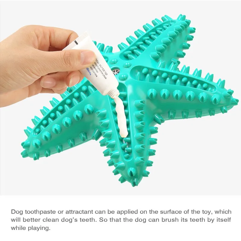 

Pet Dog Molar Stick Leaking Food Dog Toothbrush Starfish Shape Sound Toy Soft Rubber Tooth Cleaning Massage Pet Chew Toy