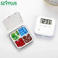 vibration strong separated pill organizer box case splitters electronic timer alarm clock reminder medicine storage dispenser