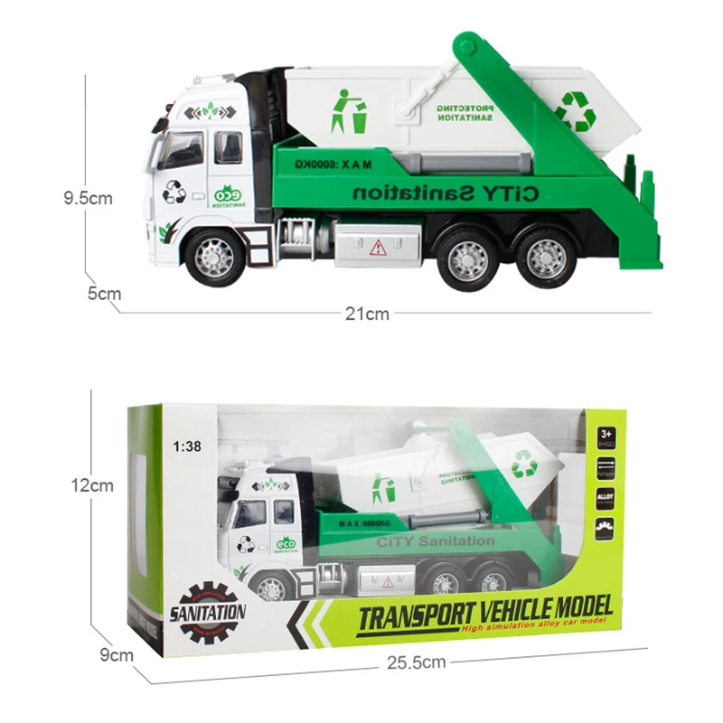 1:32 мусоровоз игрушечный мусорный коллектор ясень мини литая модель машины из