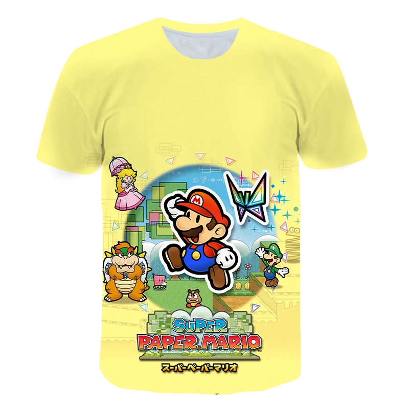 

3D Printing Boys' T-Shirts Girls O-Neck Short-Sleeved Shirts Mario Games Anime Cartoon Children's Clothing Tops