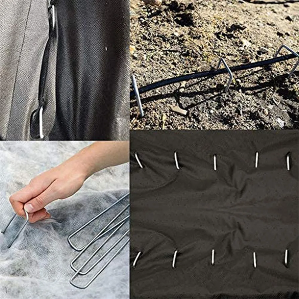 

10Pcs 3mm Floor Cloth Nail U-shaped Nail Steel Wire Nail Ground U Tent Pegs Gazebo Camping Tarpaulin Hooks 10/15/20 CM Length