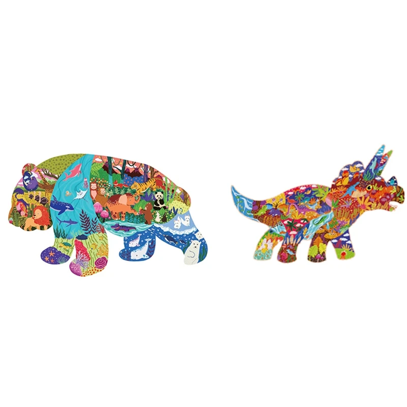 

2Set Kids Jigsaw Puzzles For Children Adults Puzzles For Animal Jigsaw Puzzles Unique Shape Home Decor (D&E)