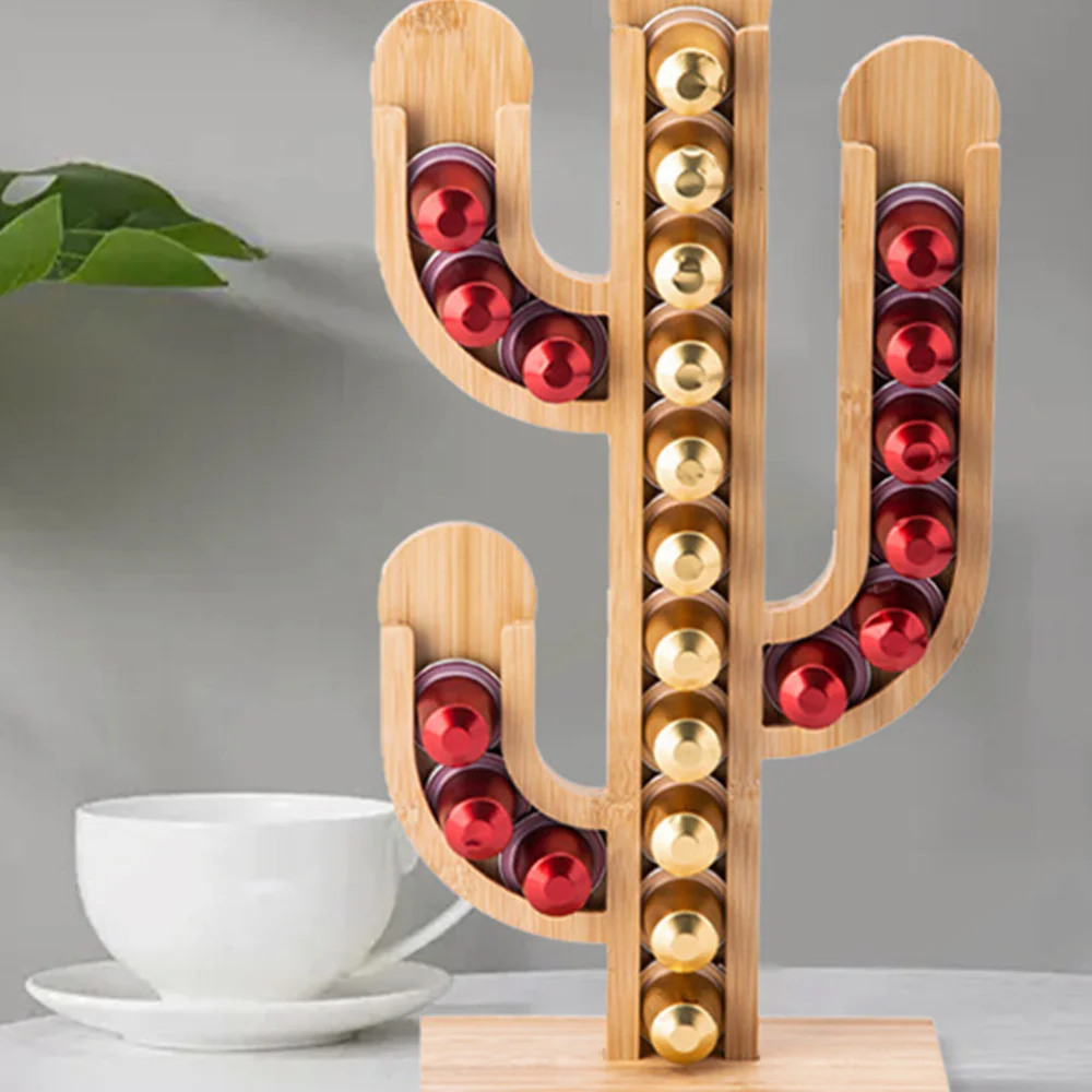

Shape Coffee Pod Holder Organizer Bamboo Stand Coffee Tabletop Decoration