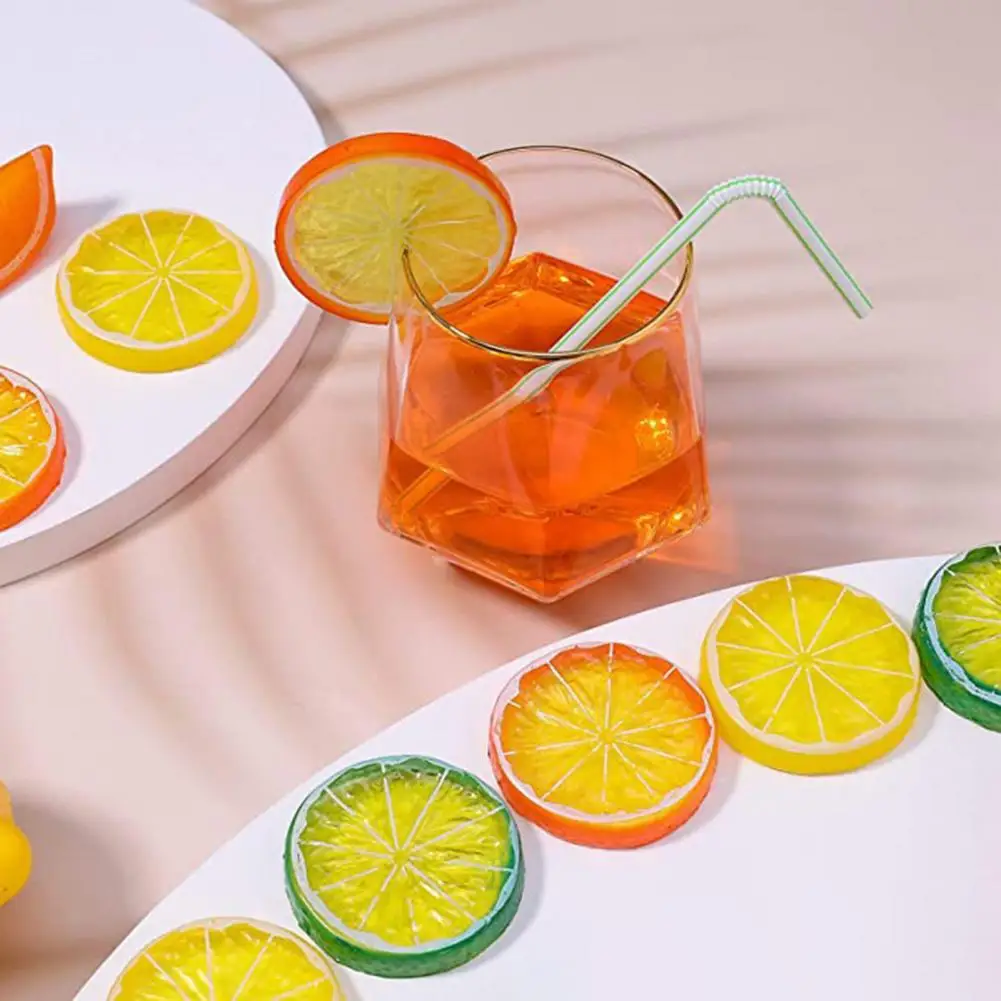 

10Pcs Artificial Lemon Slices Eco-friendly Vivid PVC Lemon Fruit Model Decorations for Home