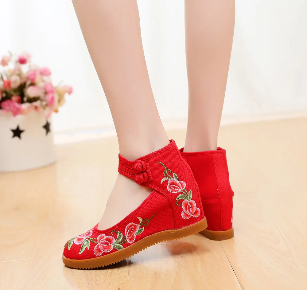 Veowalk/Женская парусиновая обувь на скрытой танкетке с вышивкой Джинсовые