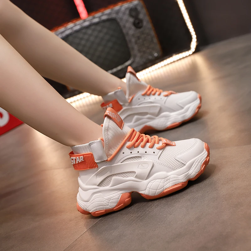 

2021 Chunky Sneakers Women New Fashion Mesh Designer Shoes Women Casual Thick Sole Sports Ladies Platform Sneakers Basket Femme