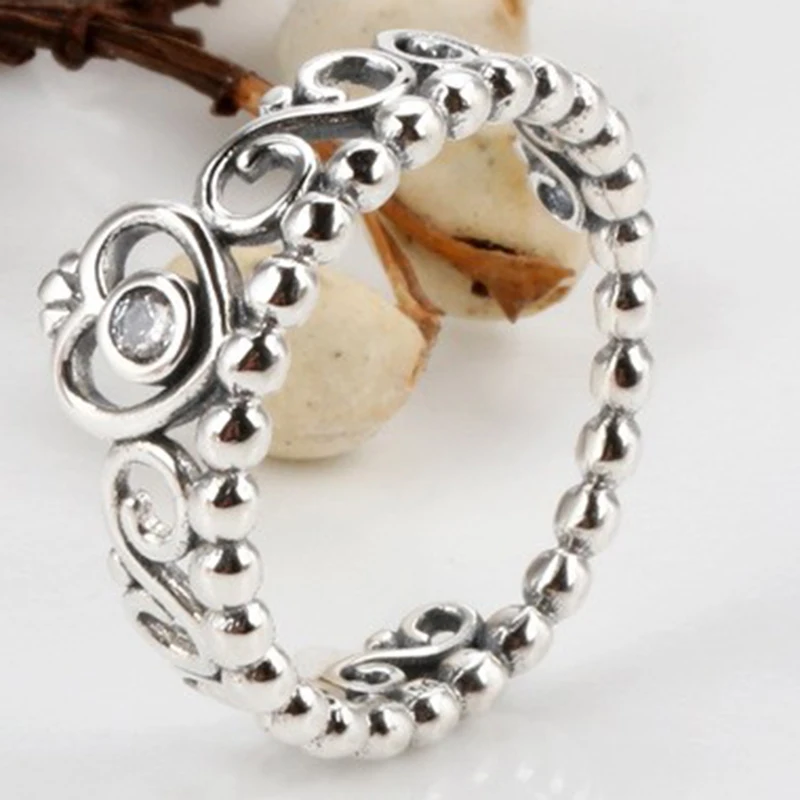 

Original 925 Sterling Silver Pan Ring Silvery Retro Crown Ring For Women Wedding Party Gift Fashion Jewelry