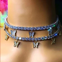 modyle 2020 new fashion bling crystal rhinestone butterfly choker necklace for women girl collar chain wedding party jewelry