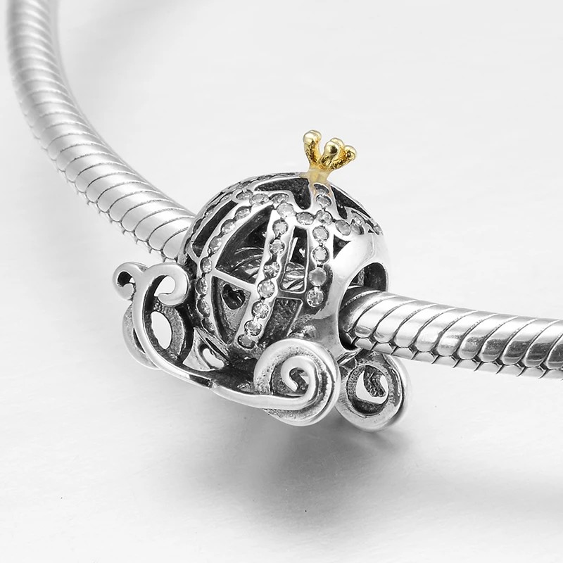 Золотая Корона Золушки в виде тыквы из серебра 925 пробы металлические бусины