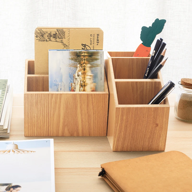 

Japan Style Wooden Tabletop Storage Box Office Desk Organizer Eco Natural Wood Pen Holder Stationary/Files Storage Rack