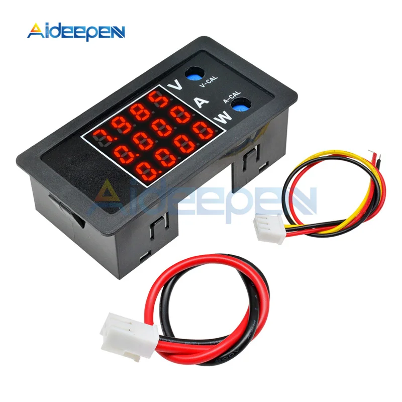 Red Red Red DC 0-100V 0-10A 1000W 0,2" светодиодный цифровой вольтметр Амперметр ваттметр 4-разрядный Напряжение прибор для измерения тока Мощность монитор Счетчик с проводом - Цвет: Red Red Red
